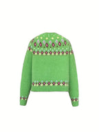 Noella | Damski kardigan w stylu Fair Isle – miękki sweter z długim rękawem