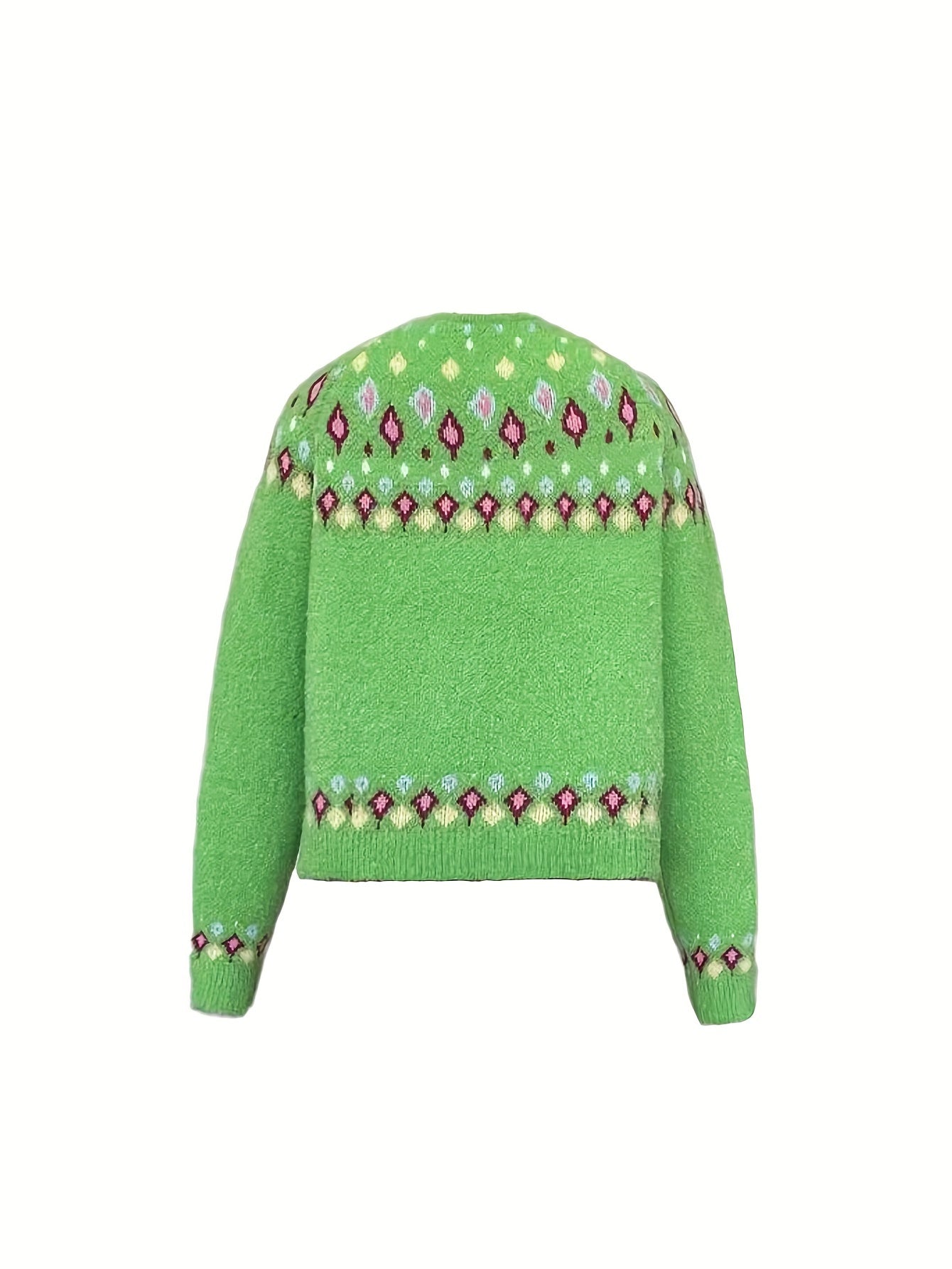 Noella | Damski kardigan w stylu Fair Isle – miękki sweter z długim rękawem