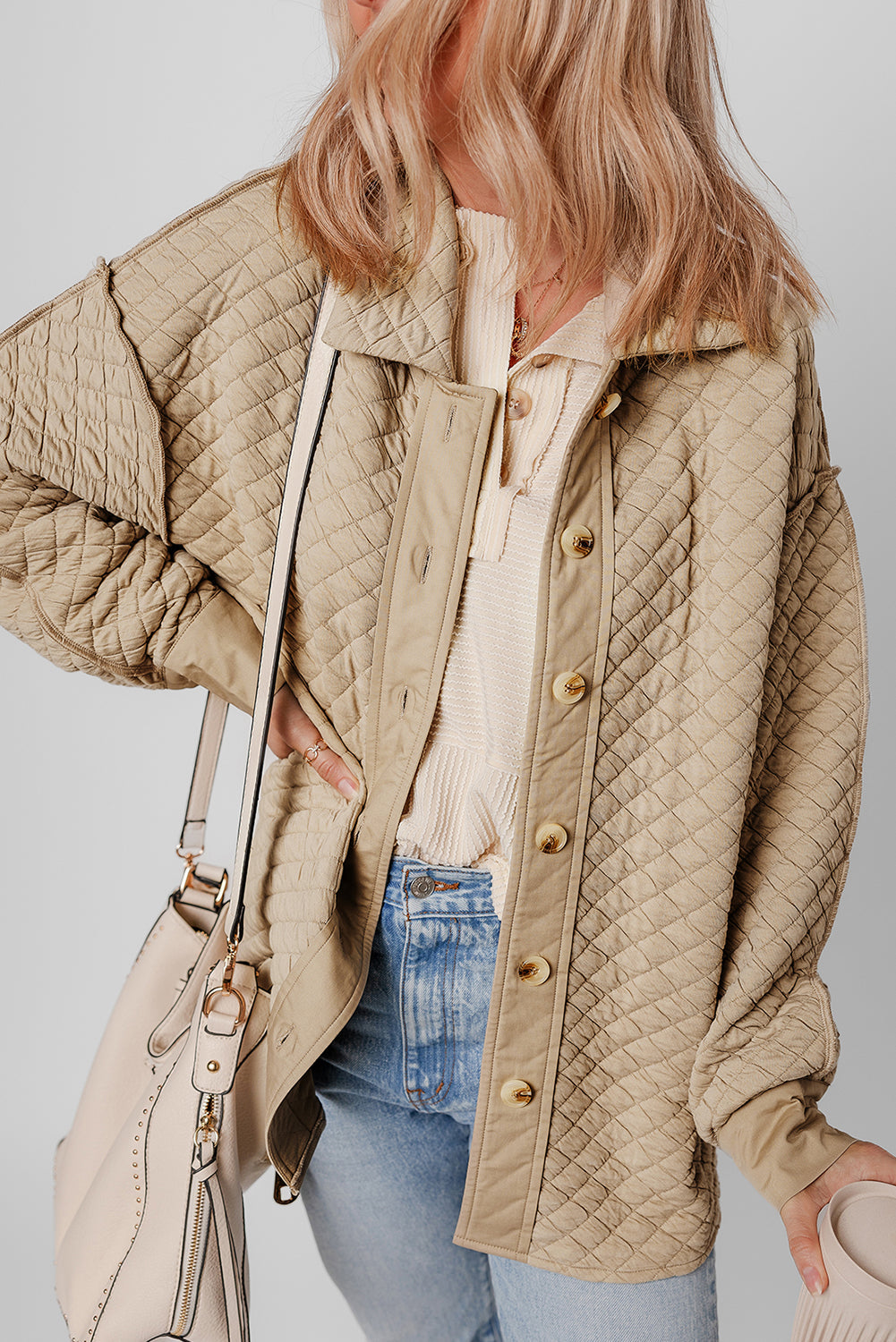 Norelia | Women's Quilted Shacket – Button-Up Jacket with Turn-Down Collar