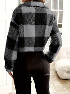 Cambrie | Women's Plaid Off-Shoulder Zip-Up Jacket – Long Sleeve