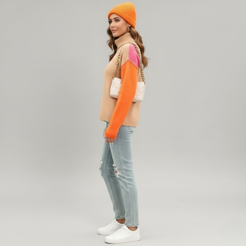 Elegancki damski sweter z golfem w wielu odcieniach – miękki i ciepły, niezbędny