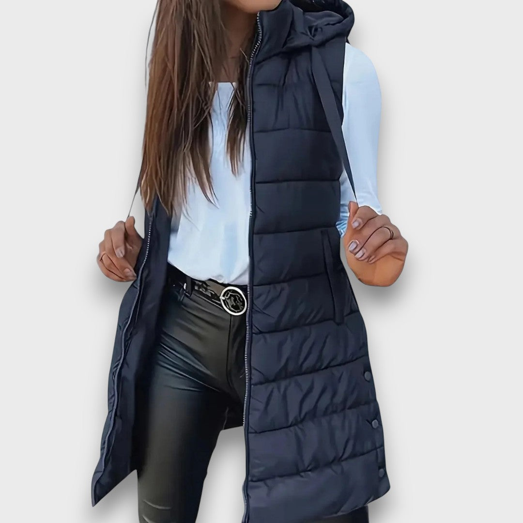 Xenia | Women's Hooded Down Vest - Warm, Insulated Sleeveless Jacket