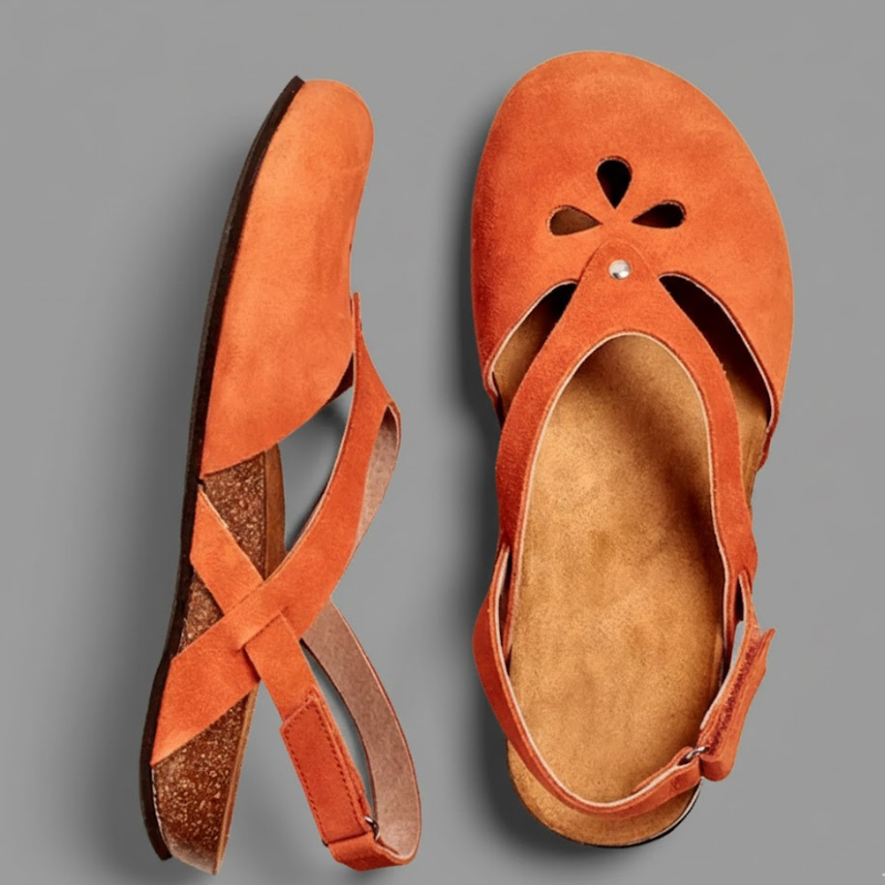 Damskie sandały retro z zamkniętymi palcami – regulowane, wygodne buty z paskiem na rzep