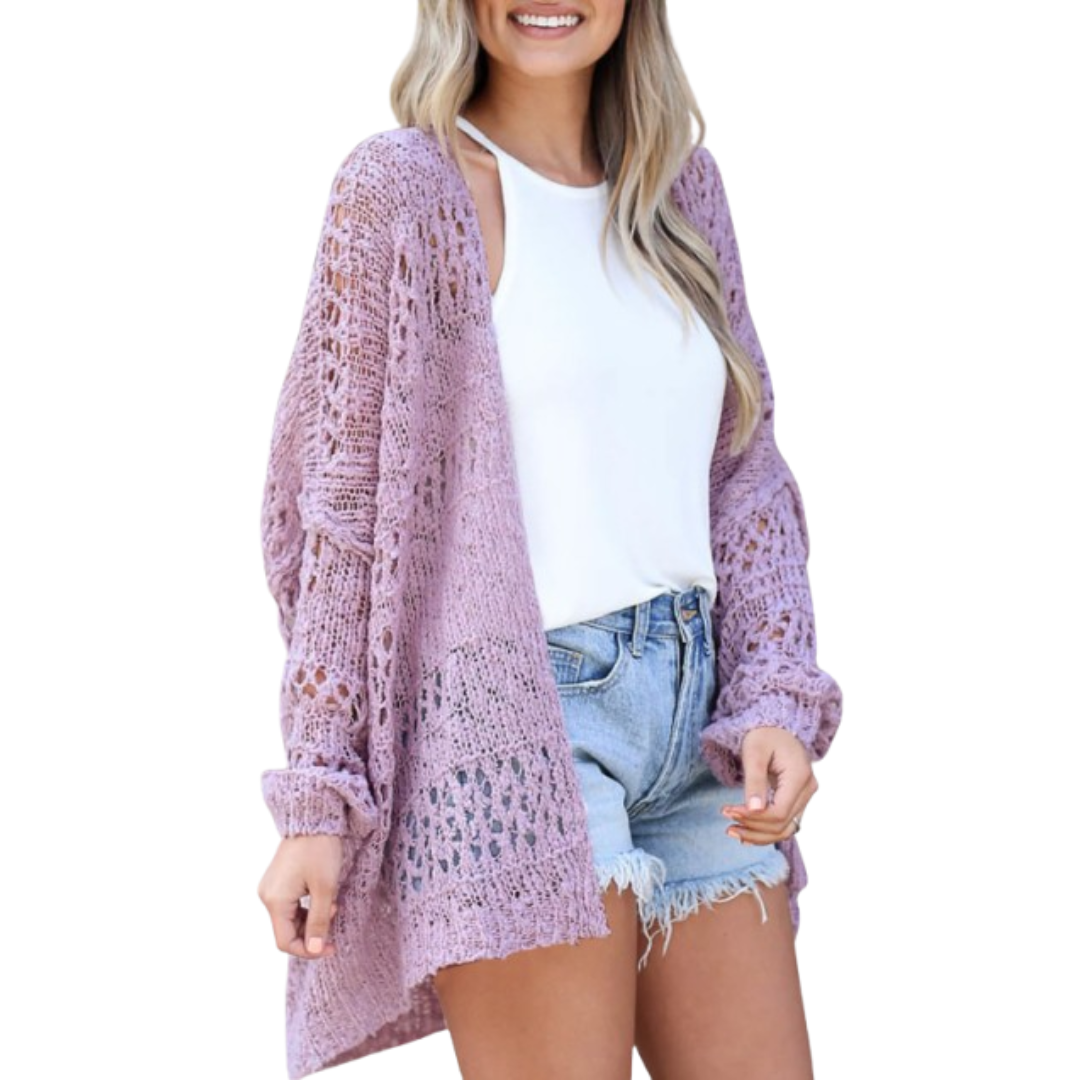 Azmira | Lekki damski kardigan w stylu oversize – letni sweter w stylu boho z luźnym splotem