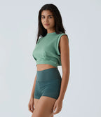 Sports short top for yoga - round neck sleeveless sportswear