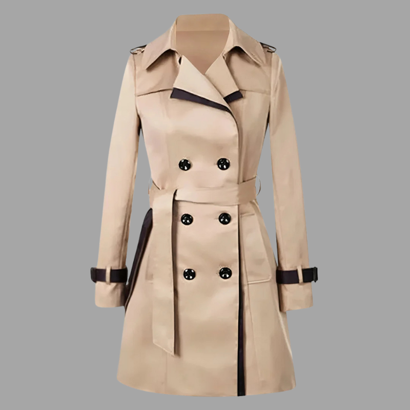 Damski płaszcz typu trencz z paskiem – wygodna odzież wierzchnia na co dzień