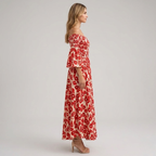 Elegant maxi dress with a floral print - airy and lightweight, a summer women's creation