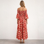 Elegant maxi dress with a floral print - airy and lightweight, a summer women's creation