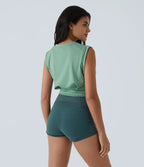 Sports short top for yoga - round neck sleeveless sportswear