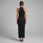 Natalia | Sukienka halter midi damska – elegancka, zwiewna, oddychająca, luźny krój