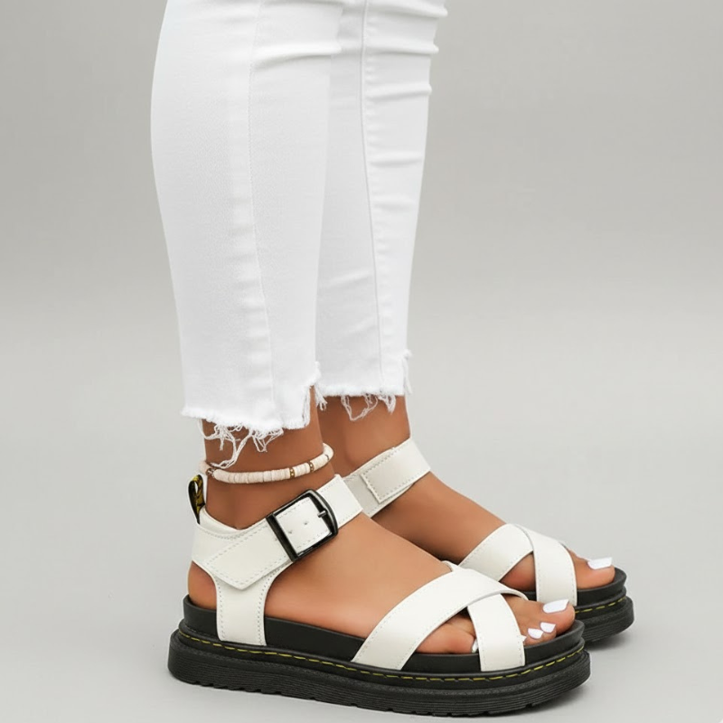 Damskie sandały na grubej platformie z regulowanym paskiem, wygodne, letnie buty do chodzenia
