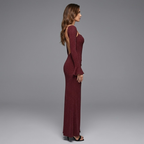 Sparkling Knitted Maxi Dress with Open Back - Dazzling Evening Gown for Women