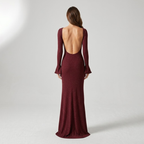 Sparkling Knitted Maxi Dress with Open Back - Dazzling Evening Gown for Women