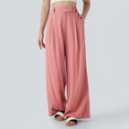 Wide-leg, mid-rise trousers – linen, relaxed-fit trousers with functional pockets