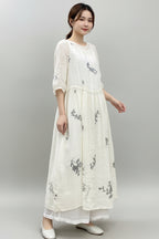 Women's Plus Size Dress with Ethnic Leaf Print – Flowy Summer Style with Boho-Inspired Elegance