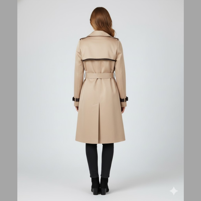 Damski płaszcz typu trencz z paskiem – wygodna odzież wierzchnia na co dzień