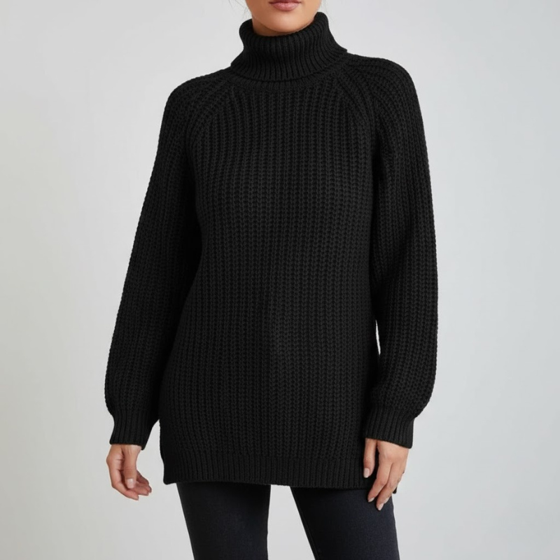 Damski luźny sweter z golfem oversize – ciepły, stylowy i oddychający