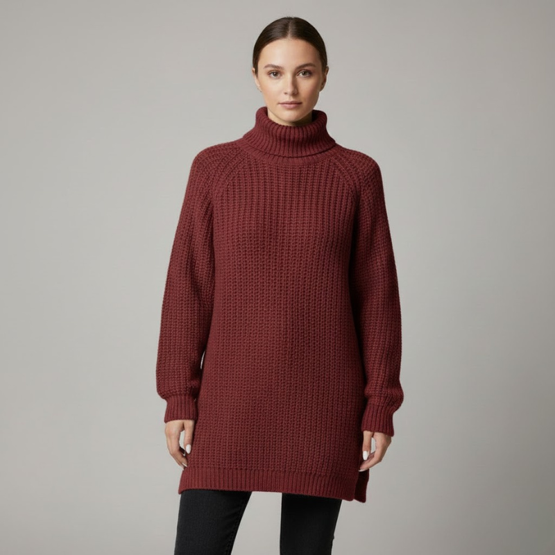 Damski luźny sweter z golfem oversize – ciepły, stylowy i oddychający