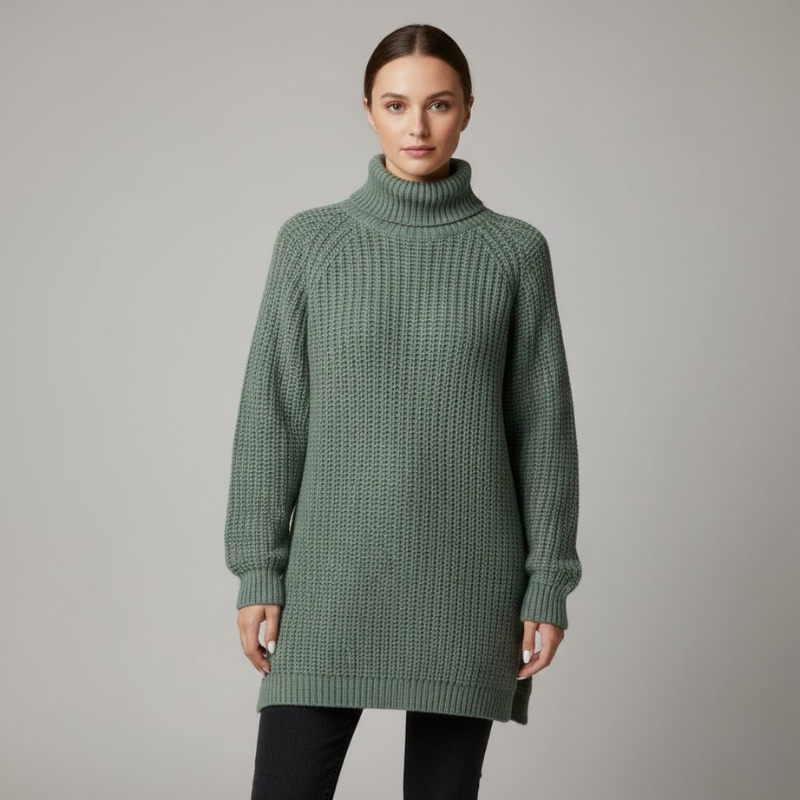 Damski luźny sweter z golfem oversize – ciepły, stylowy i oddychający