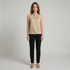 Silky sleeveless satin blouse - an elegant blouse with a rolled neckline that adds chic and casual style