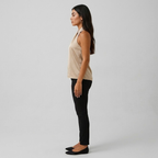Silky sleeveless satin blouse - an elegant blouse with a rolled neckline that adds chic and casual style