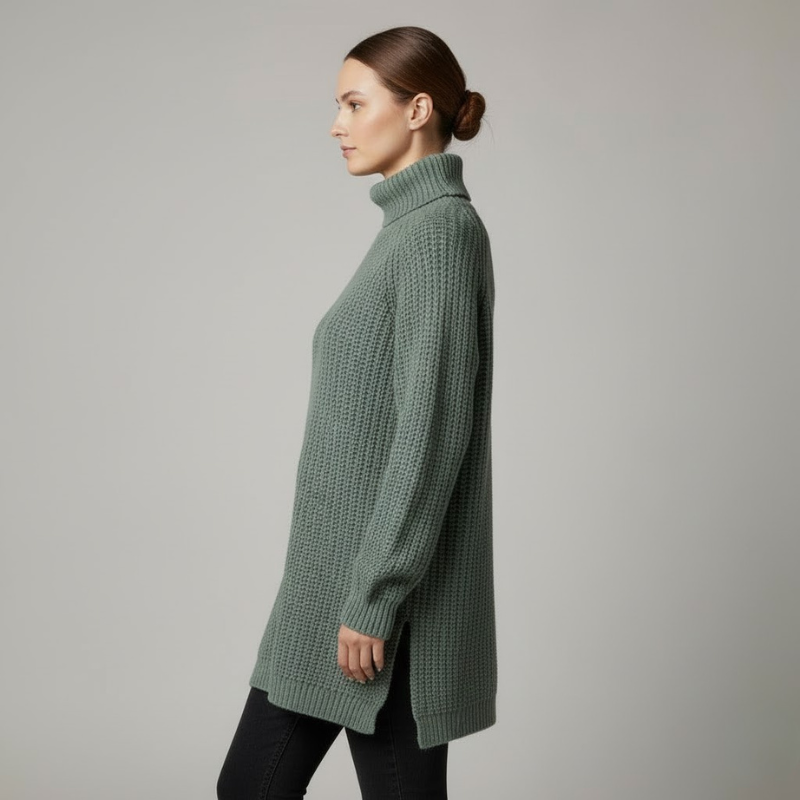 Damski luźny sweter z golfem oversize – ciepły, stylowy i oddychający