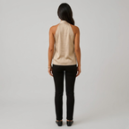 Silky sleeveless satin blouse - an elegant blouse with a rolled neckline that adds chic and casual style