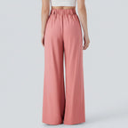 Wide-leg, mid-rise trousers – linen, relaxed-fit trousers with functional pockets