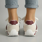 Stylish women's lace-up sneakers – striped accent pattern