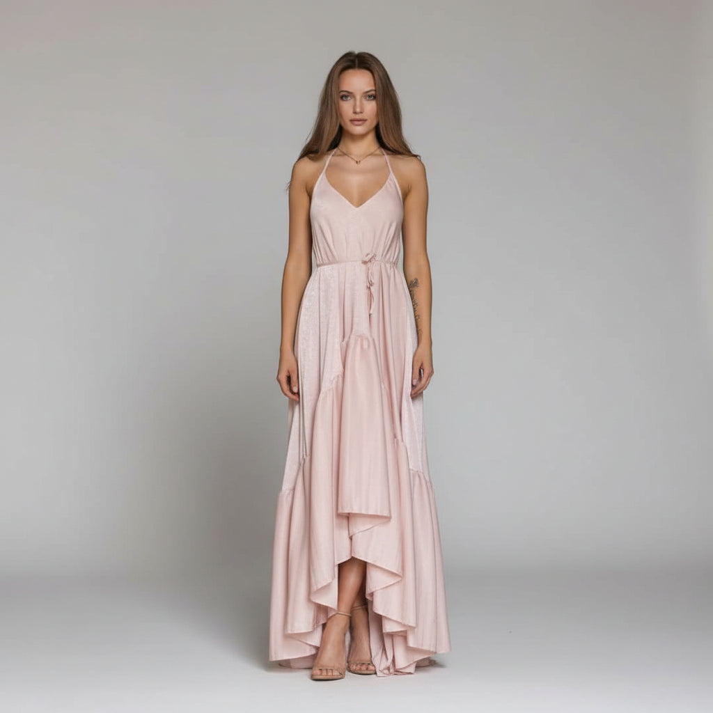 Sukienka damska bez rękawów typu halter – zwiewna i elegancka sylwetka