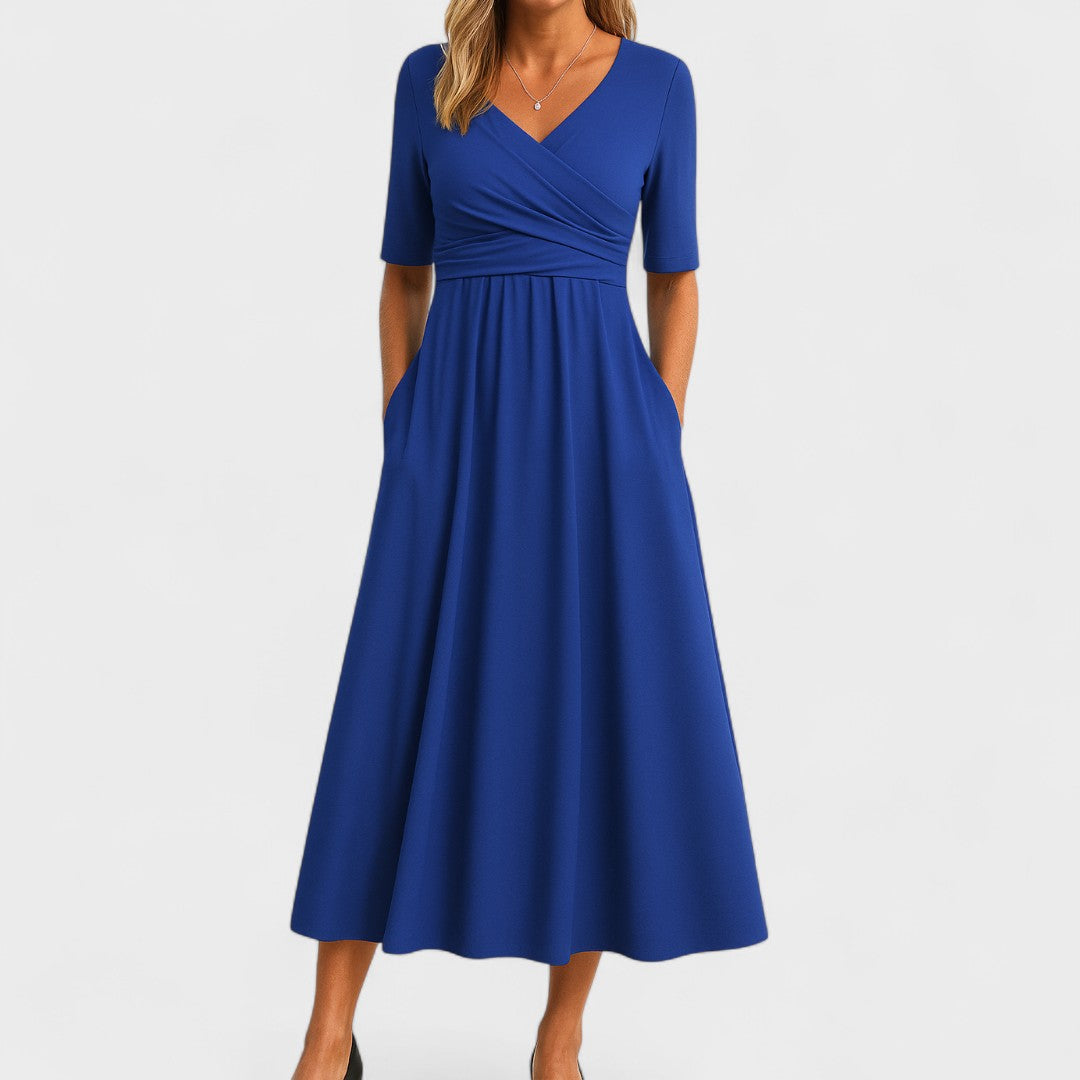 Brenna | Sukienka damska o kroju slim fit, długości midi – elegancka sukienka koktajlowa bez rękawów