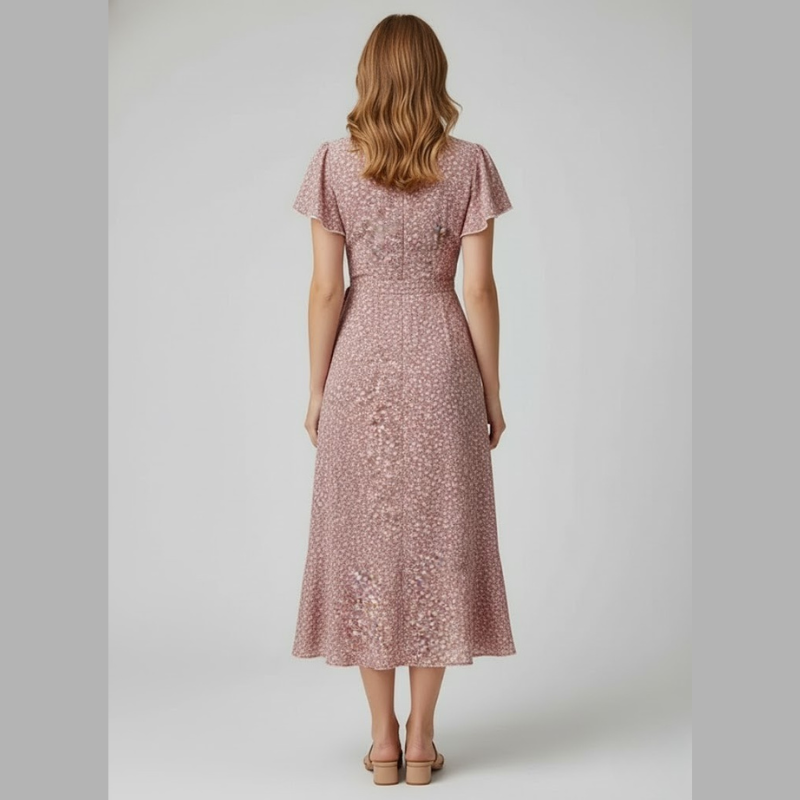 Elegant women's floral midi dress - elegant style for everyday