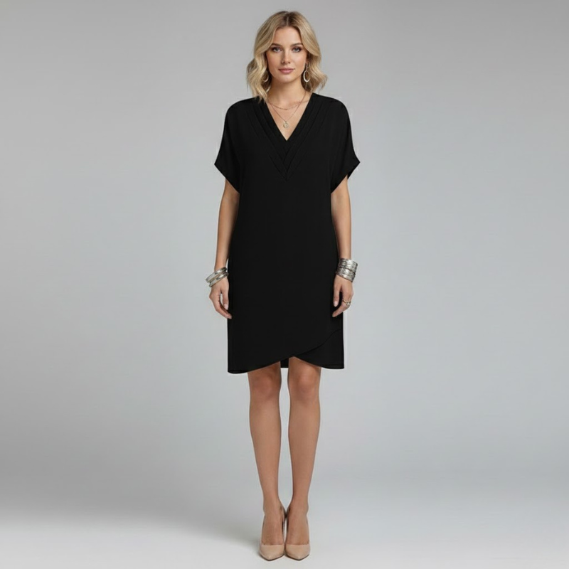 Elegancka mini sukienka wieczorowa z dekoltem w serek dla kobiet – szykowny styl na wieczorne wyjście