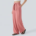 Wide-leg, mid-rise trousers – linen, relaxed-fit trousers with functional pockets