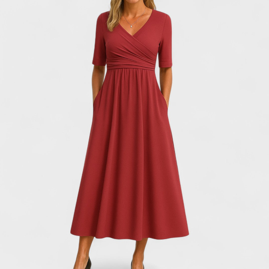Brenna | Sukienka damska o kroju slim fit, długości midi – elegancka sukienka koktajlowa bez rękawów
