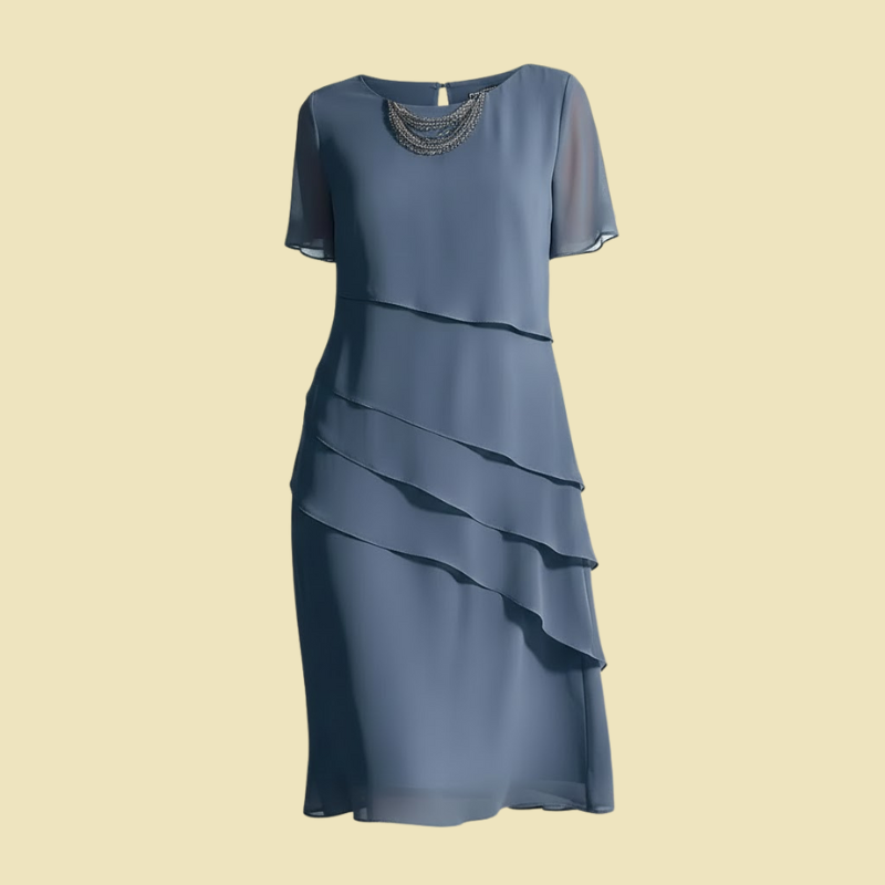 Blue Women's Fashionable Dress – Flattering and Stylish Silhouette