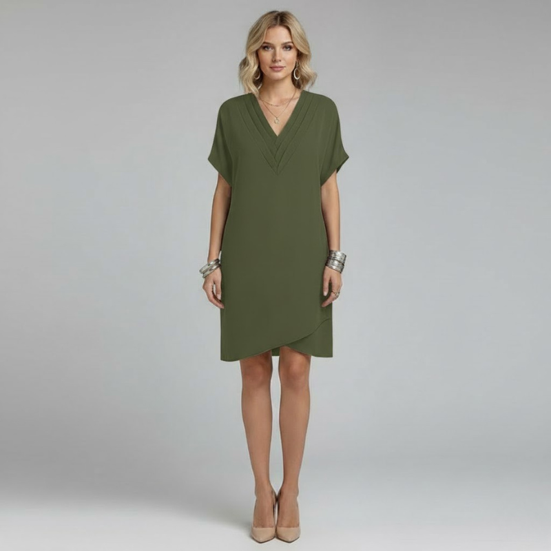 Elegancka mini sukienka wieczorowa z dekoltem w serek dla kobiet – szykowny styl na wieczorne wyjście