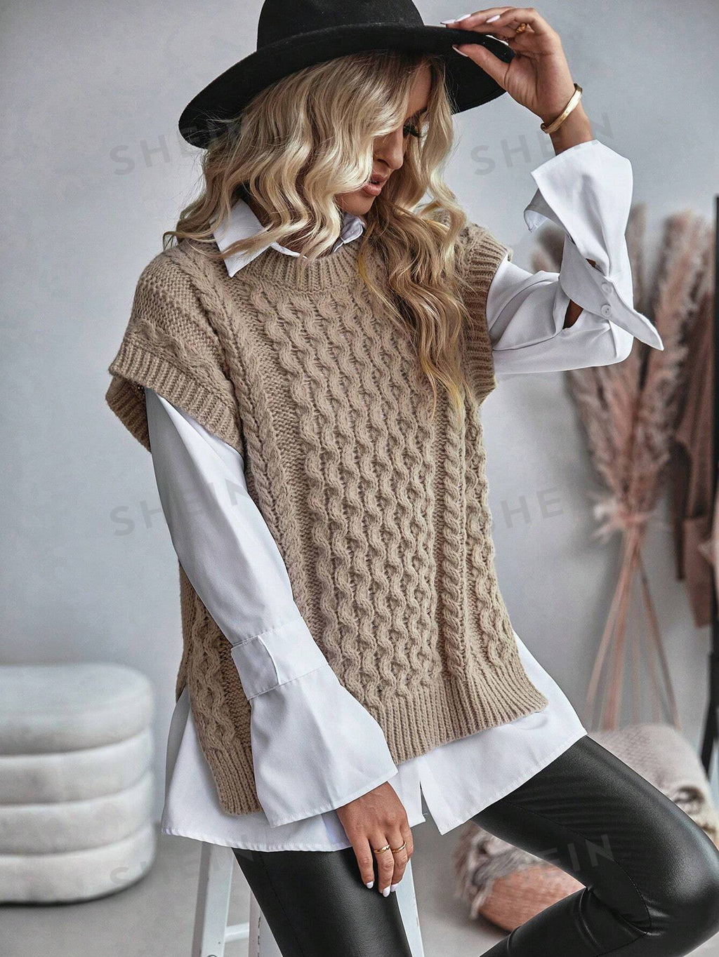Bravelle | Women's Cable Knit Sweater Vest - Short Sleeve, Lightweight, Casual Knit Top