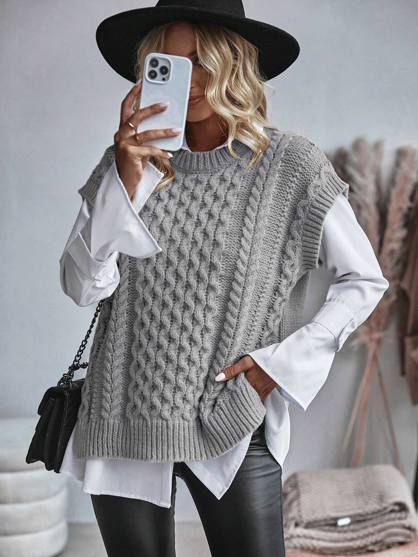 Bravelle | Women's Cable Knit Sweater Vest - Short Sleeve, Lightweight, Casual Knit Top