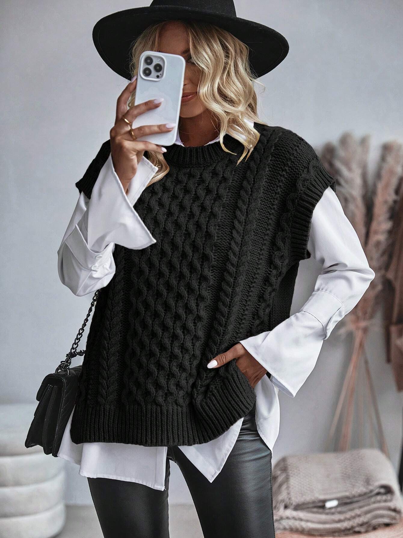 Bravelle | Women's Cable Knit Sweater Vest - Short Sleeve, Lightweight, Casual Knit Top
