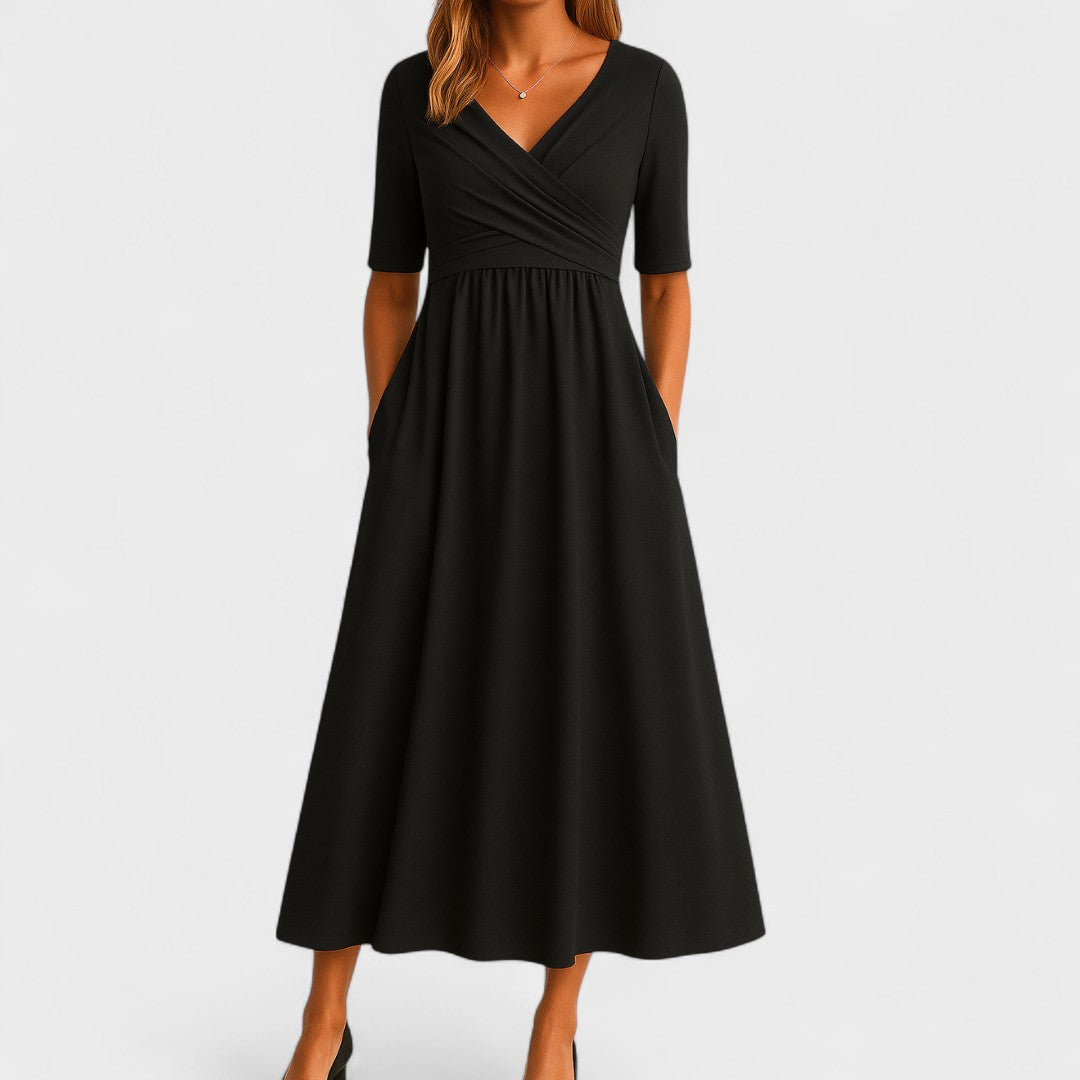 Brenna | Sukienka damska o kroju slim fit, długości midi – elegancka sukienka koktajlowa bez rękawów
