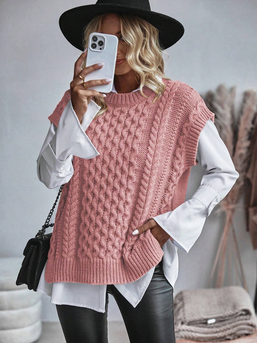 Bravelle | Women's Cable Knit Sweater Vest - Short Sleeve, Lightweight, Casual Knit Top