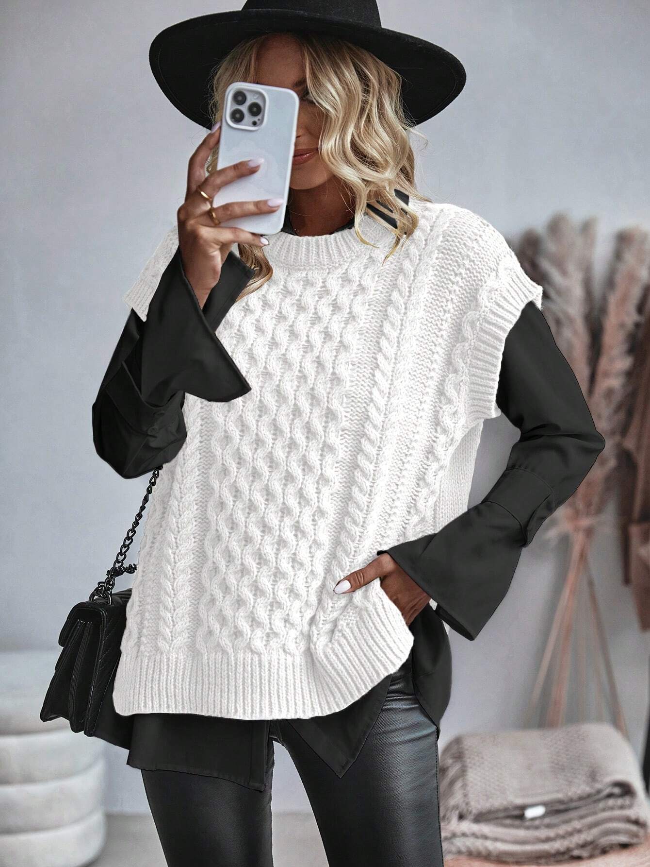 Bravelle | Women's Cable Knit Sweater Vest - Short Sleeve, Lightweight, Casual Knit Top