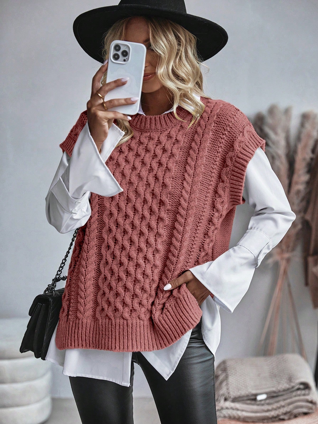 Bravelle | Women's Cable Knit Sweater Vest - Short Sleeve, Lightweight, Casual Knit Top
