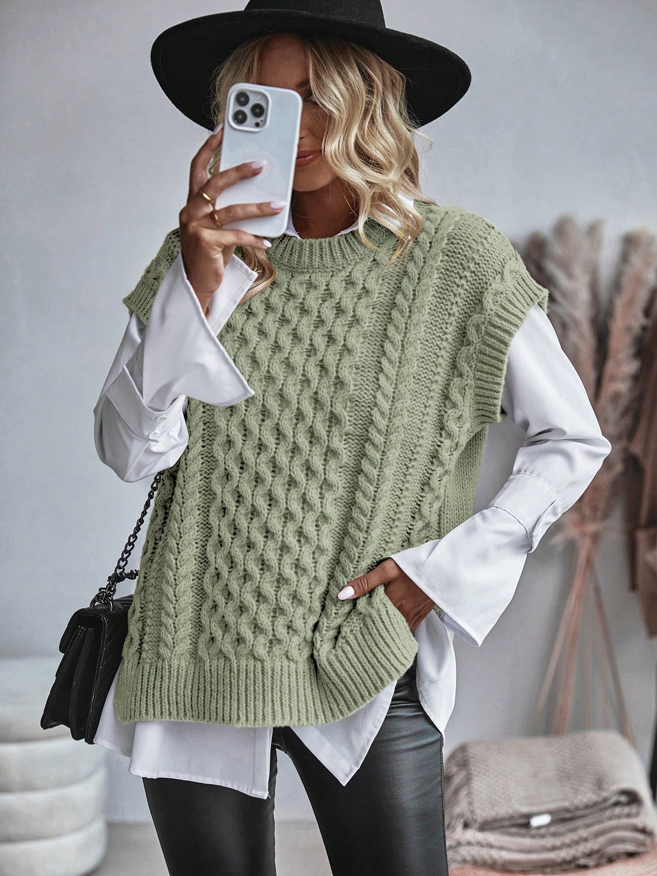 Bravelle | Women's Cable Knit Sweater Vest - Short Sleeve, Lightweight, Casual Knit Top