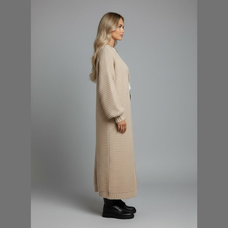 Damski, swobodny, dzianinowy kardigan z długim rękawem – niezbędny element codziennej, warstwowej garderoby