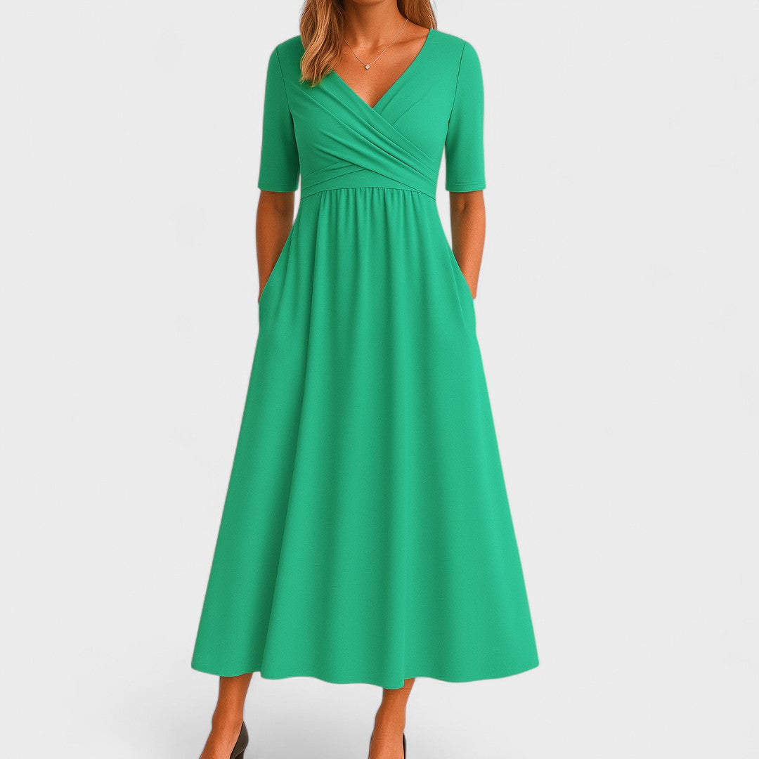 Brenna | Sukienka damska o kroju slim fit, długości midi – elegancka sukienka koktajlowa bez rękawów