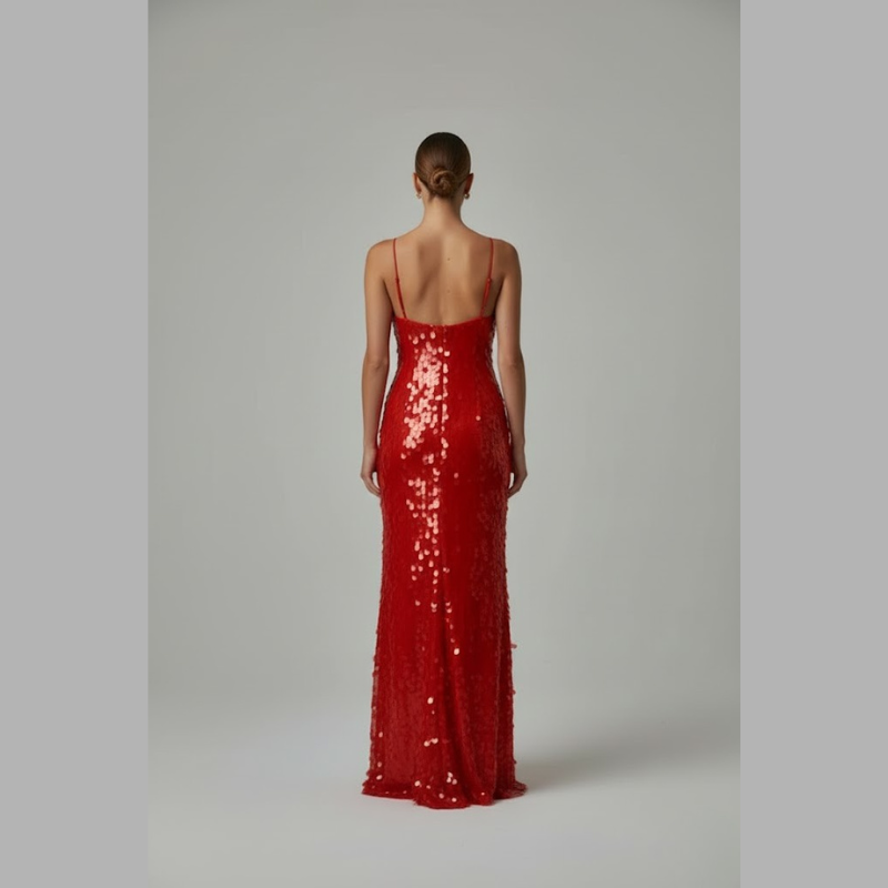 Women's Sequin V-Neck Maxi Dress - a dazzling wedding outfit