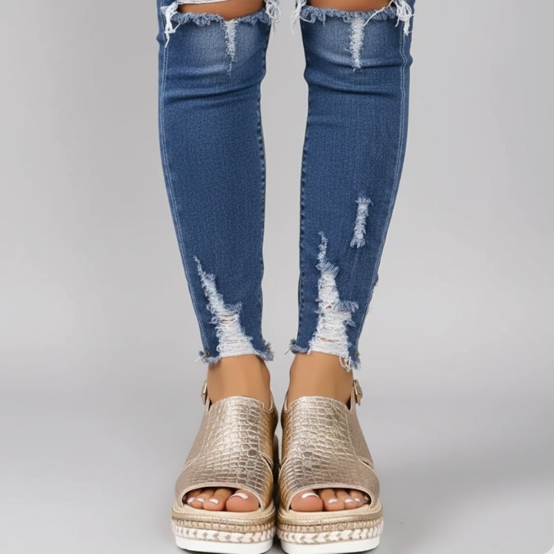 Damskie sandały letnie z podwyższonym noskiem i odkrytymi palcami – stylowe, wygodne sandały na platformie