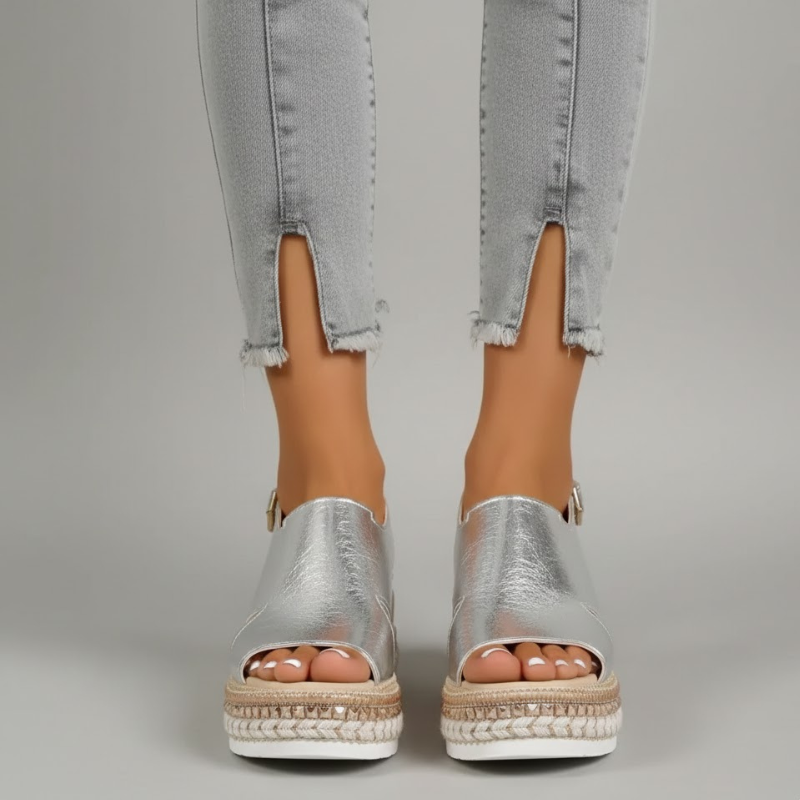 Damskie sandały letnie z podwyższonym noskiem i odkrytymi palcami – stylowe, wygodne sandały na platformie